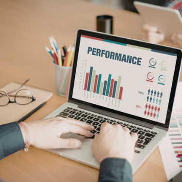 Performance report with bar chart